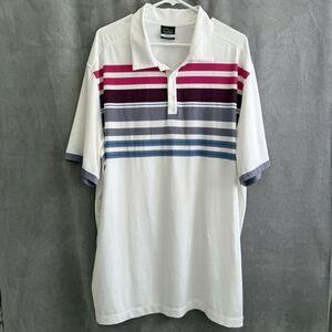 Nike Golf  White Dri Fit Polo Shirt With Stripes Men’s Size XXL
